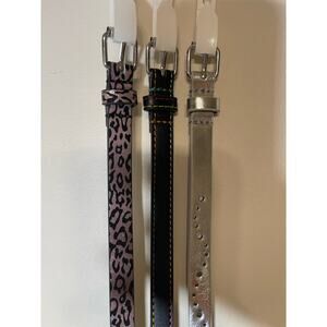 Cat & Jack Girls Belt Set 3 Pack Leopard Black Silver Adjustable Girl's Size S